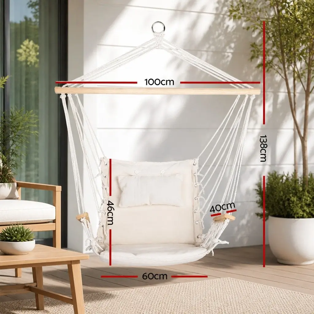 Hammock Chair Polyester Cotton Blend 100 x 60 x 138cm Cream