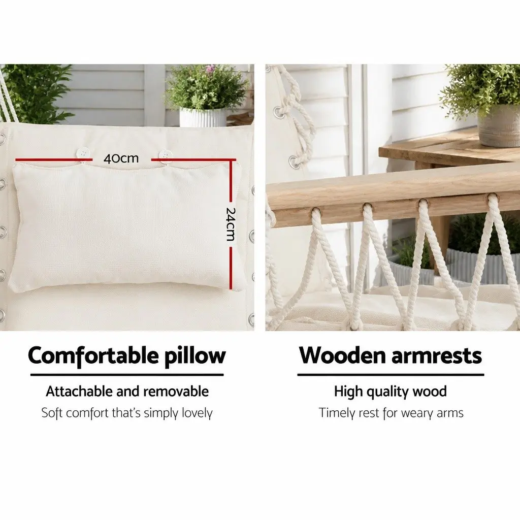 Hammock Chair Polyester Cotton Blend 100 x 60 x 138cm Cream