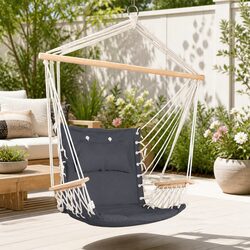 Durable Hanging Hammock Chair with Armrest in Grey