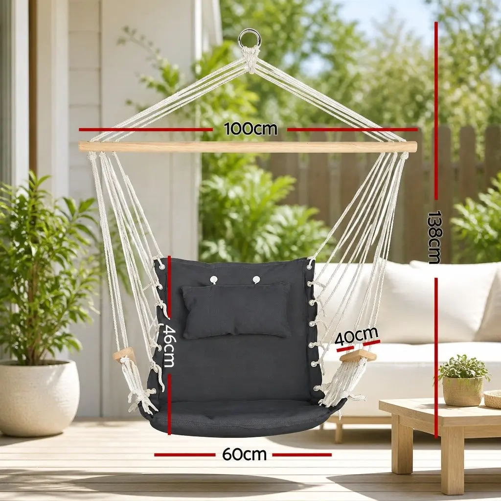 Hanging Hammock Chair with Armrest in Grey
