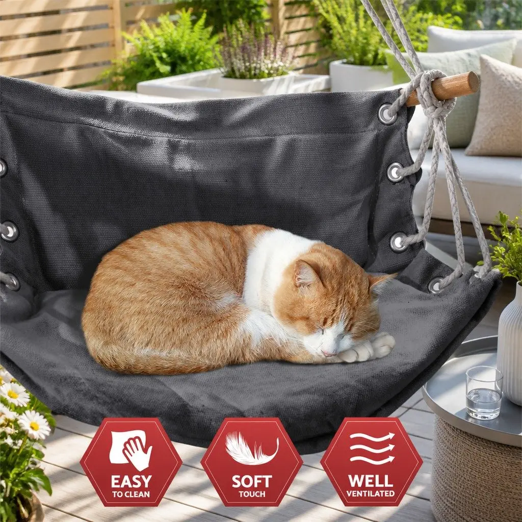 Hanging Hammock Chair with Armrest in Grey