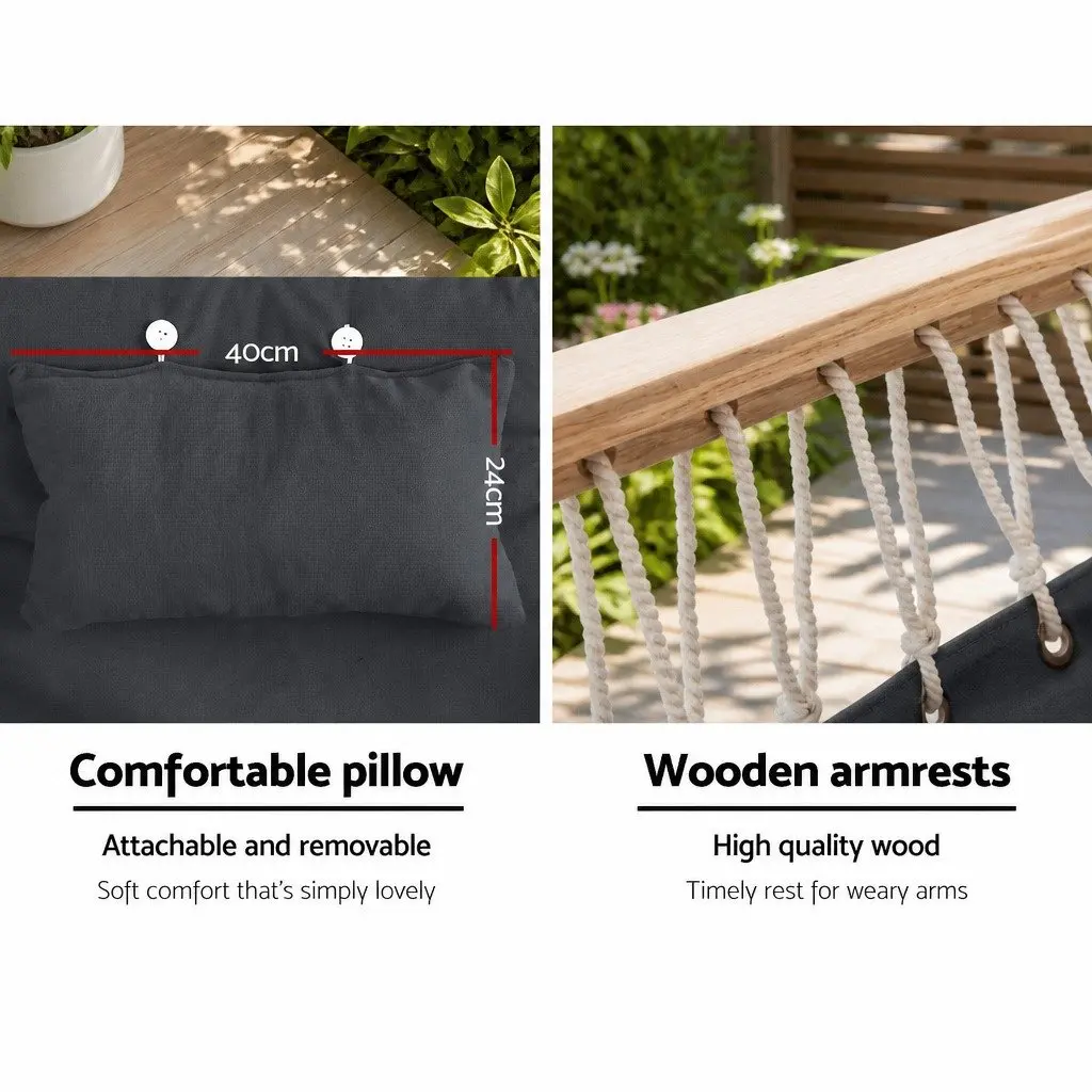 Hanging Hammock Chair with Armrest in Grey