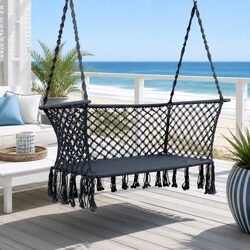 Sturdy 2-Person Grey Hammock Chair for Outdoor Relaxation