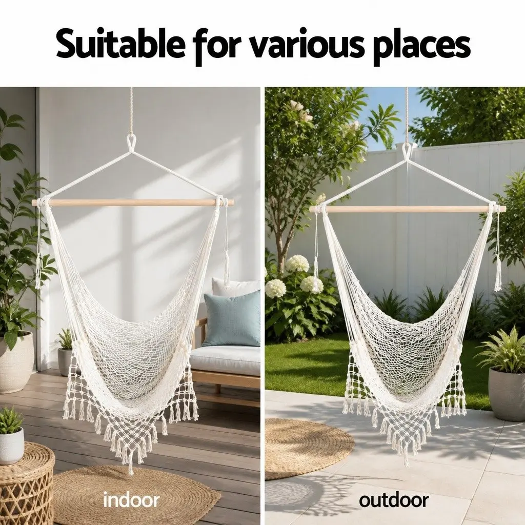 Hammock Chair Cotton Blend 240cm x 100cm Cream