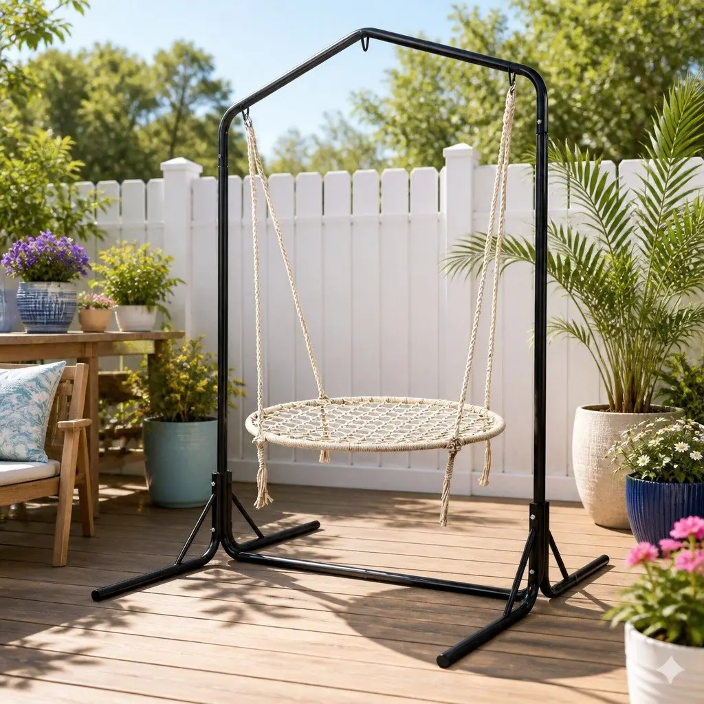 Cream Hammock Chair with Strong Stand 100cm