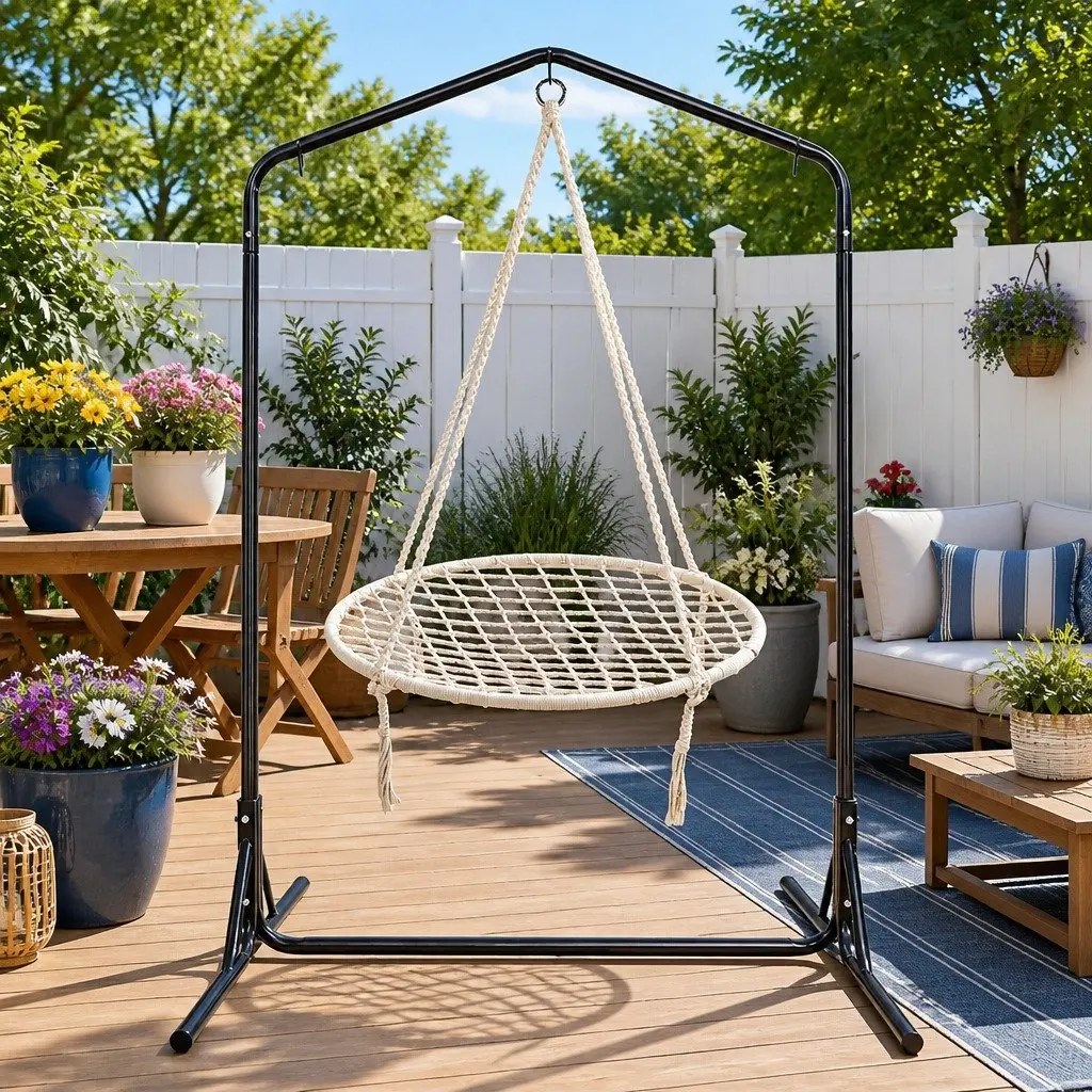 Cream Hammock Chair with Strong Stand 100cm