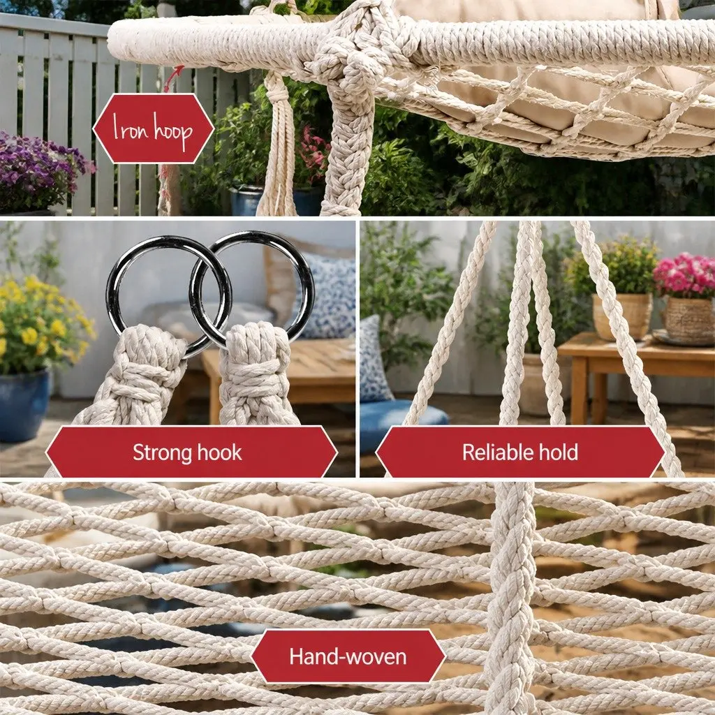 Cream Hammock Chair with Strong Stand 100cm