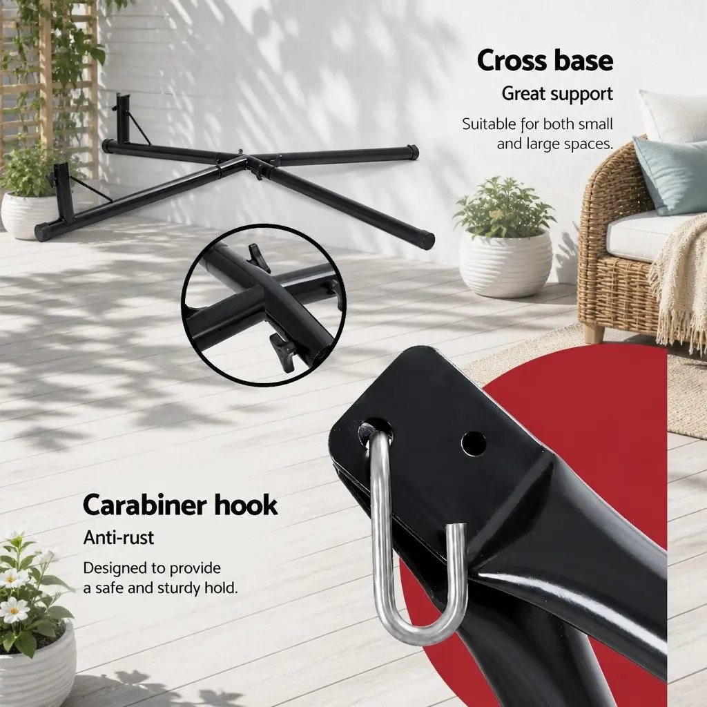Hammock Chair Swing Cotton Polyester 100cm Cream with Steel Stand