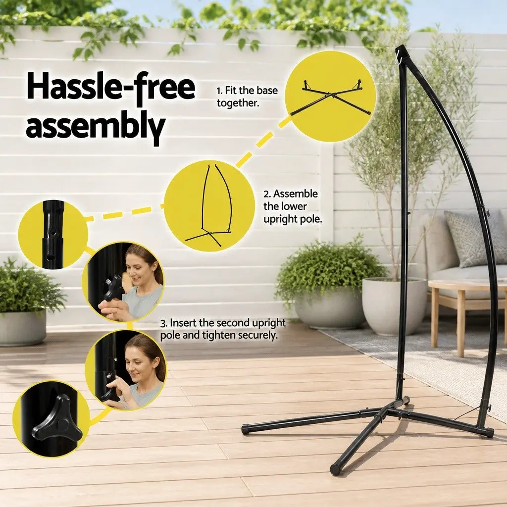 Hammock Chair Swing Cotton Polyester 100cm Cream with Steel Stand