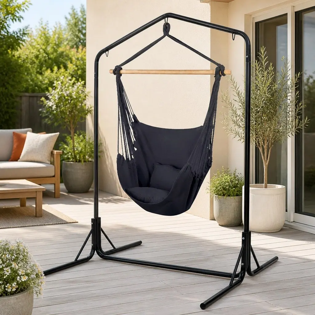 Outdoor Hammock Chair with Stand and Pillow