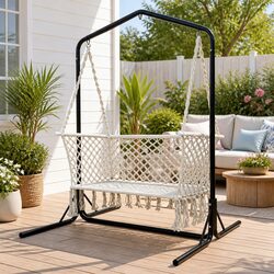 Premium Quality Hammock Chair with Stand for 2 - Cream