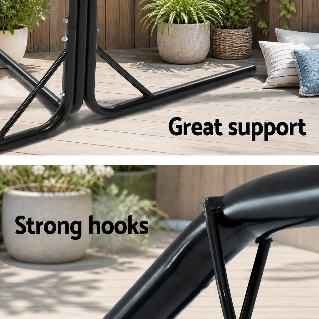 Hammock Chair Stand Steel Frame Adjustable Height 200kg Black