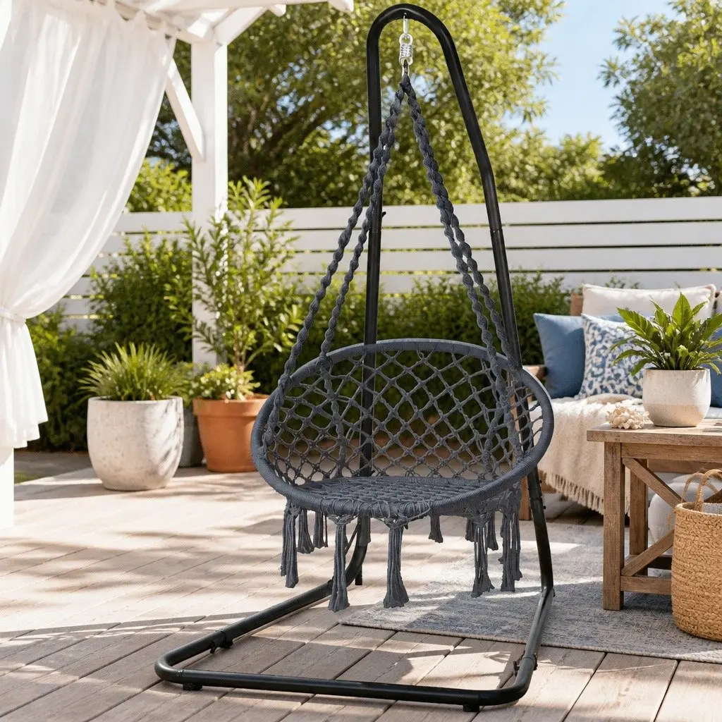 Hammock Hanging Chair with Steel Stand for Relaxation