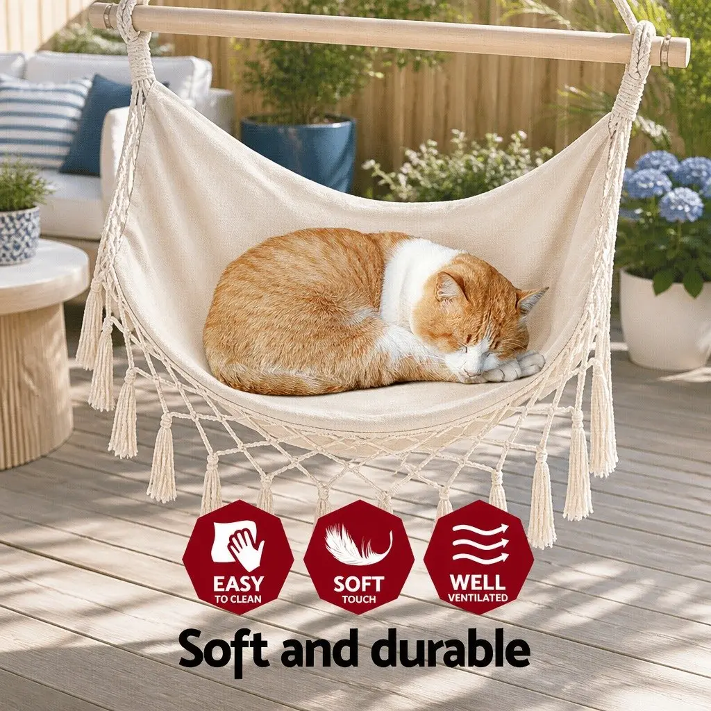 Hammock Chair Polyester Cotton Blend 150 x 90cm Cream
