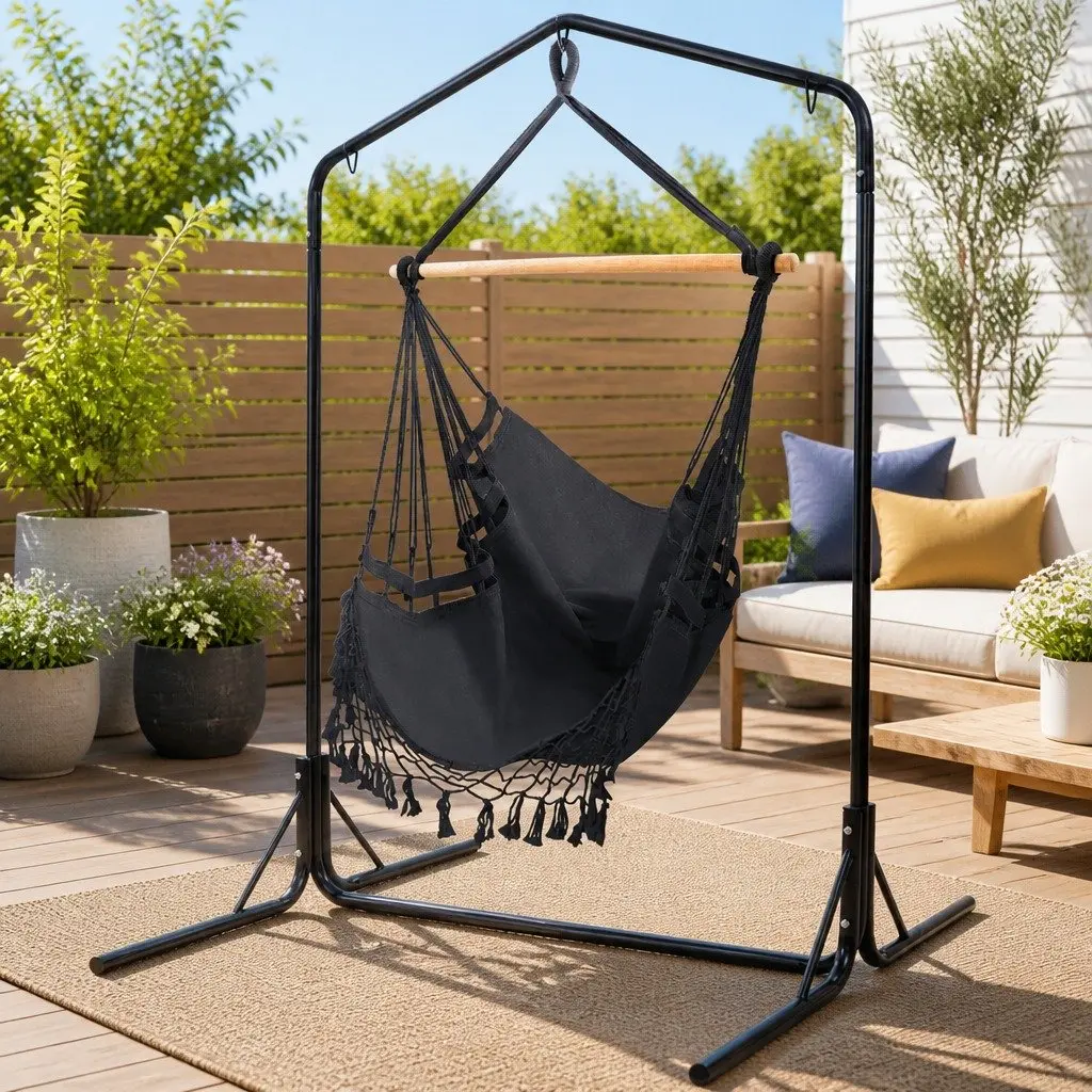Outdoor Hammock Chair with Stand in Grey