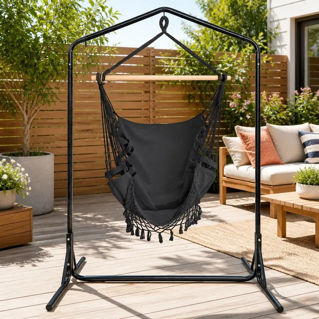 Outdoor Hammock Chair with Stand in Grey