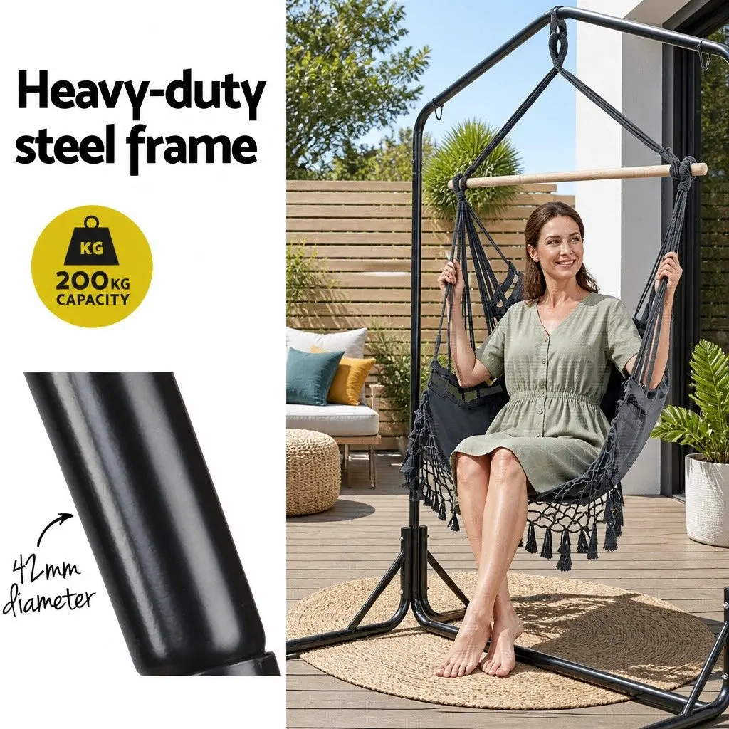 Outdoor Hammock Chair with Stand in Grey