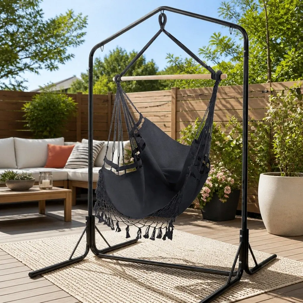 Outdoor Hammock Chair with Stand in Grey