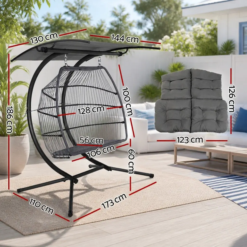 Outdoor Chair Resin Wicker 2 Seater Grey