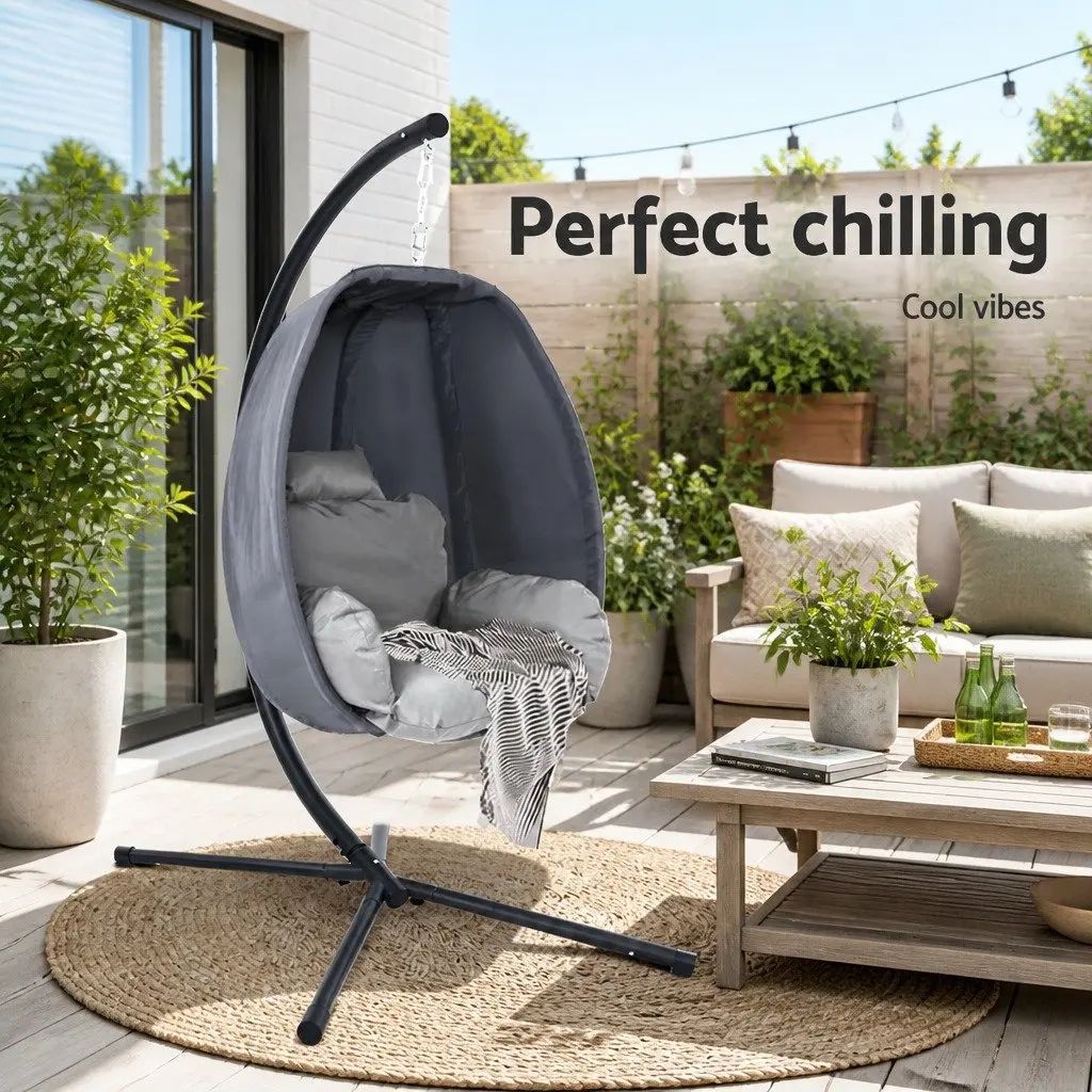 Outdoor Chair Powder-coated Steel 116cm x 105cm x 200cm Grey