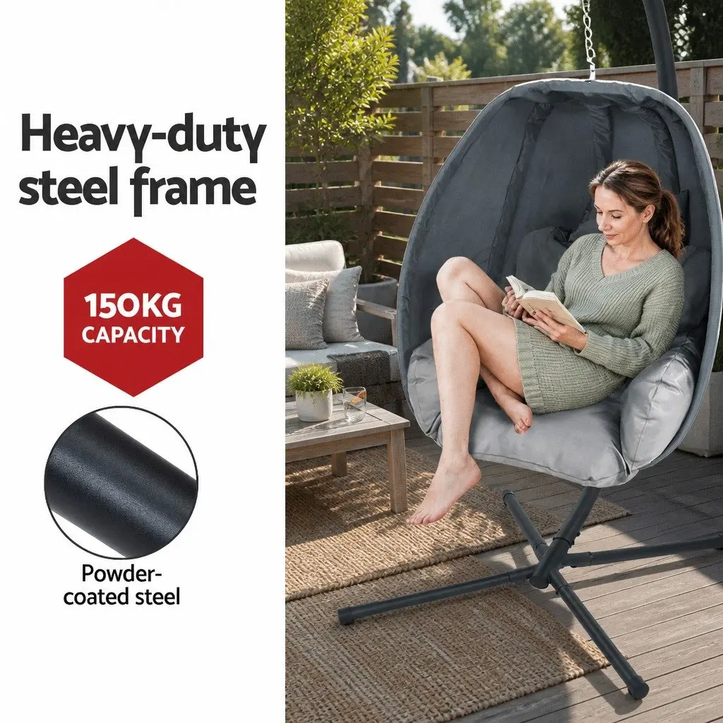 Outdoor Chair Powder-coated Steel 116cm x 105cm x 200cm Grey