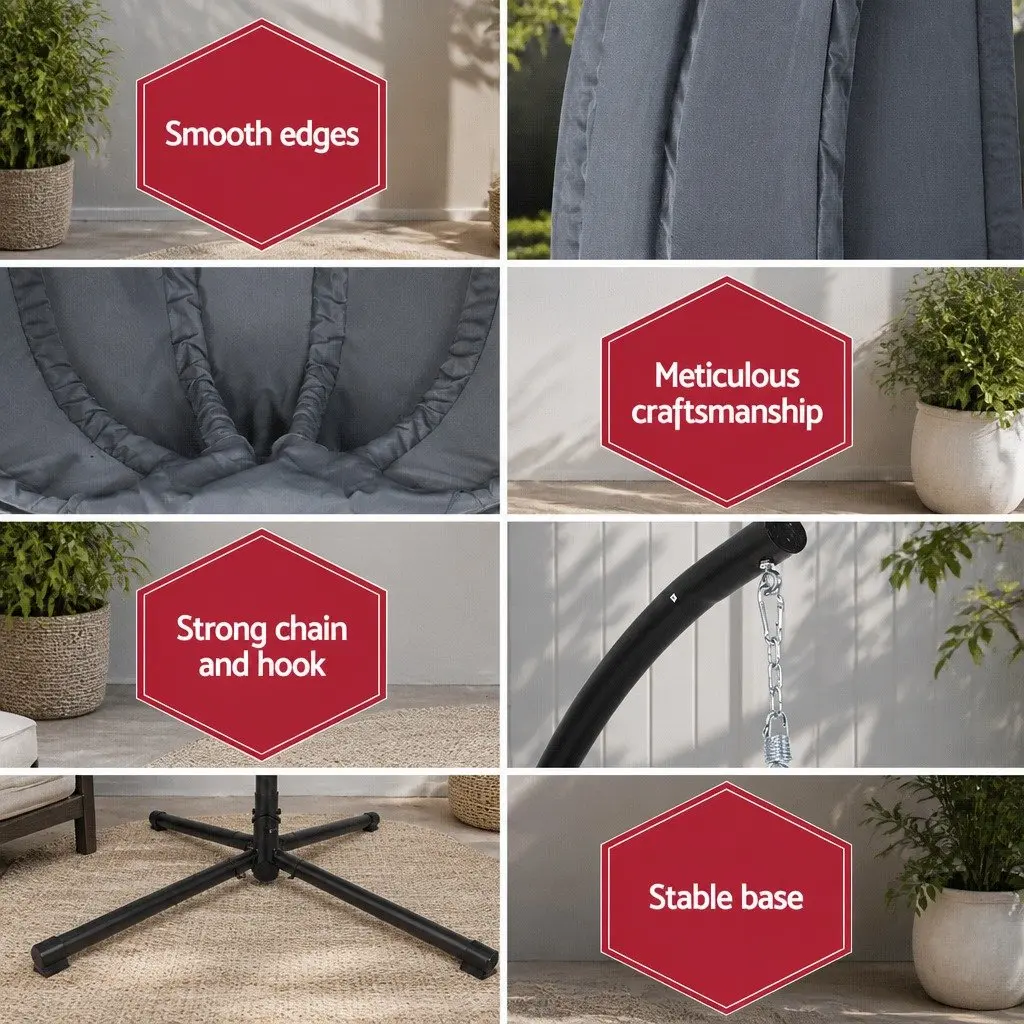 Outdoor Chair Powder-coated Steel 116cm x 105cm x 200cm Grey