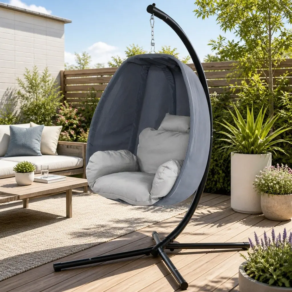 Outdoor Chair Powder-coated Steel 116cm x 105cm x 200cm Grey