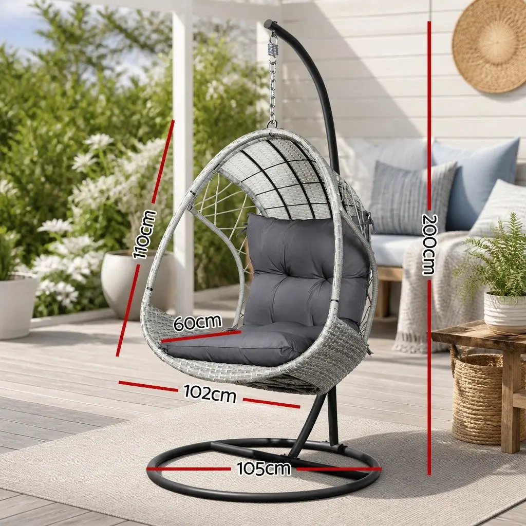 Hanging Egg Pod Chair with Wicker and Stand