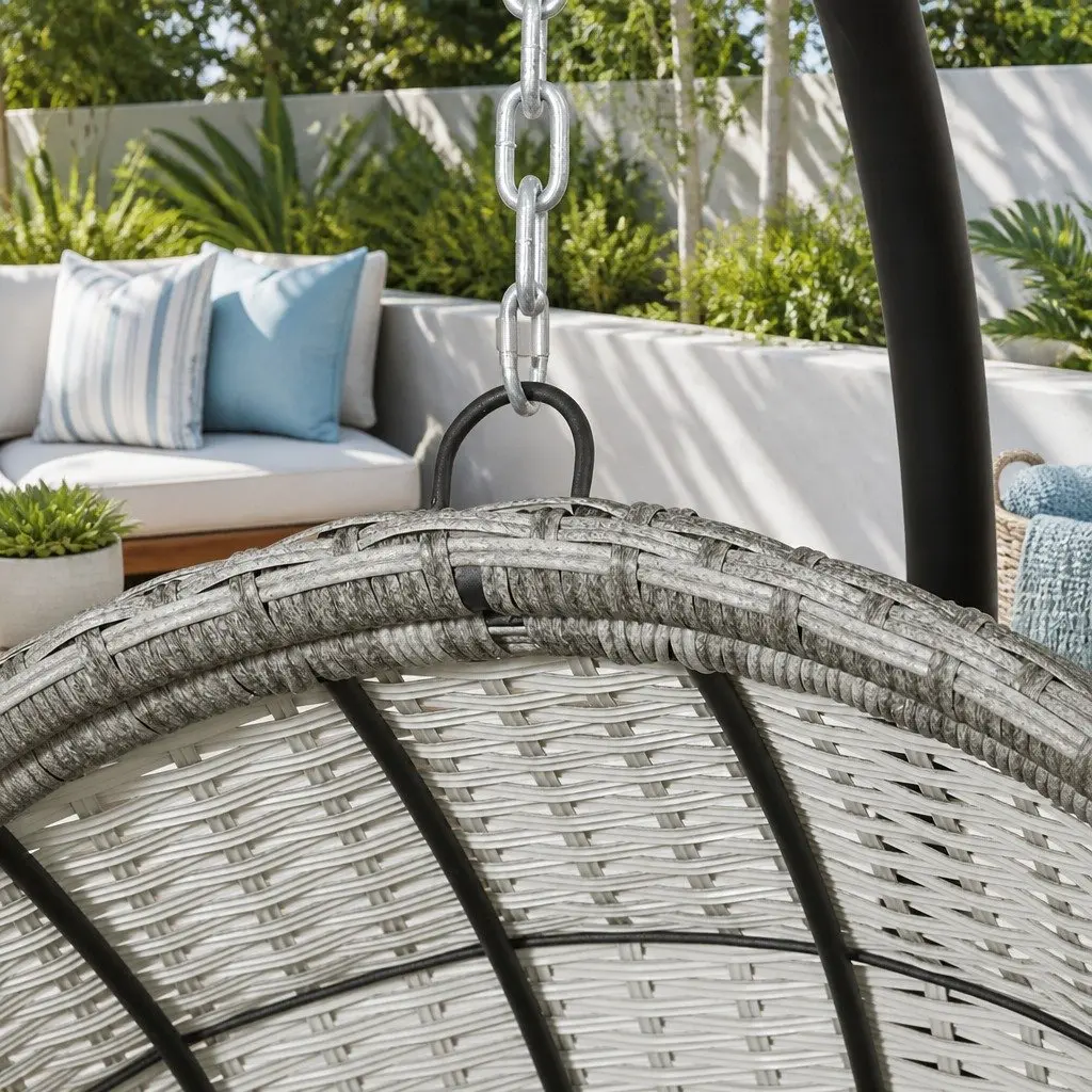 Hanging Egg Pod Chair with Wicker and Stand