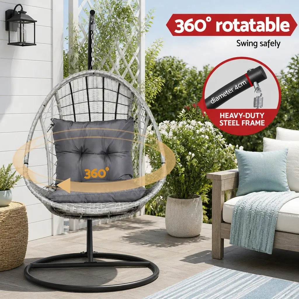 Hanging Egg Pod Chair with Wicker and Stand