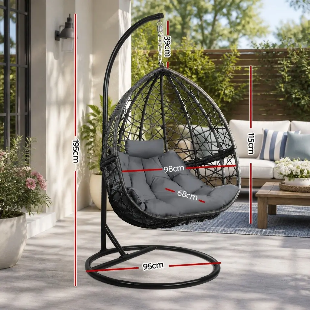Outdoor Hanging Egg Chair with Sturdy Stand