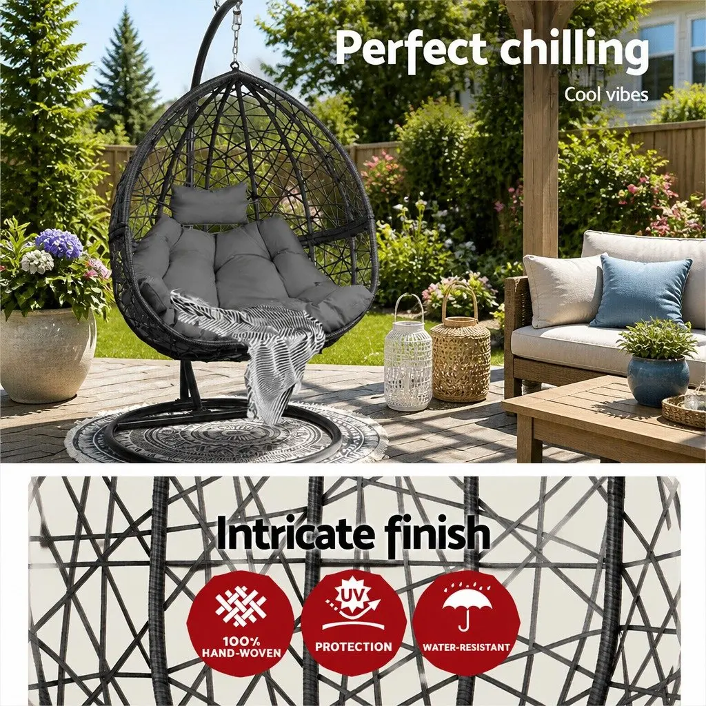 Outdoor Hanging Egg Chair with Sturdy Stand