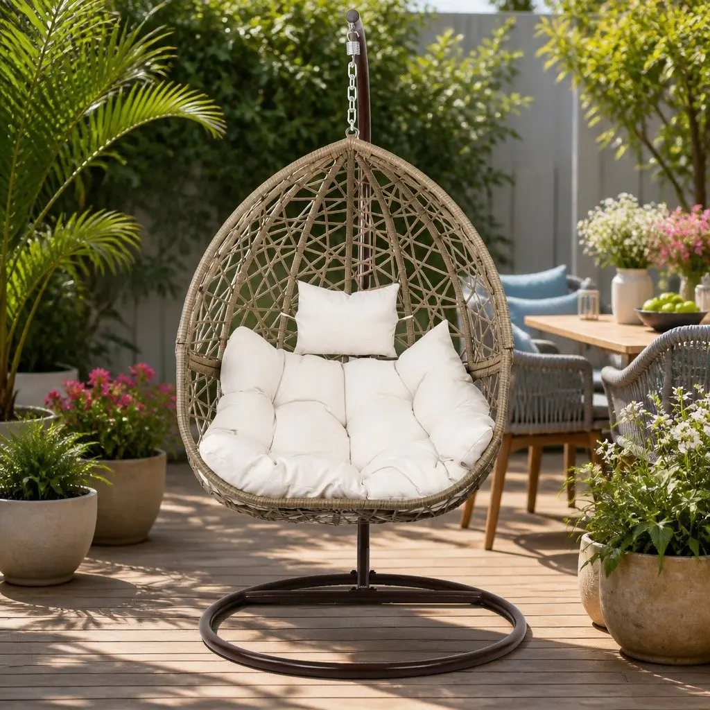 Hanging Egg Chair with Soft Cushion and Sturdy Frame