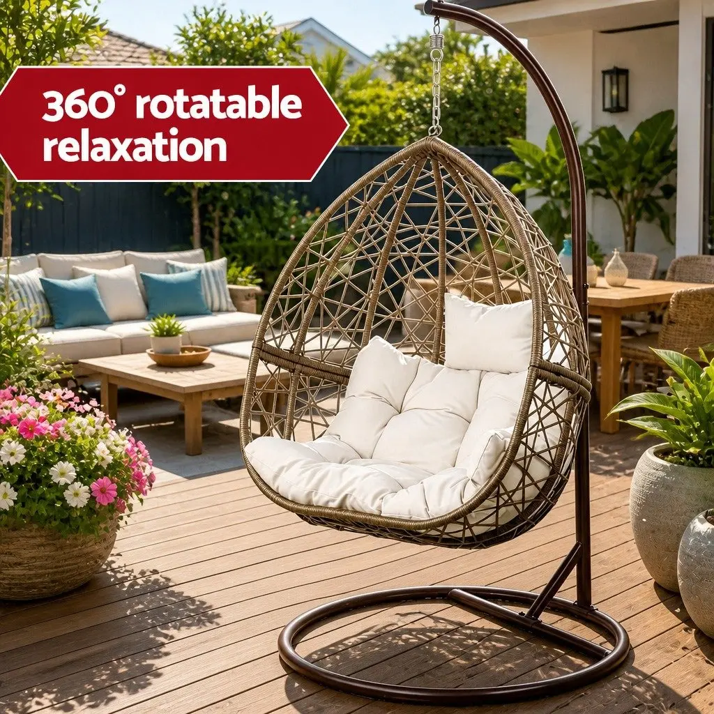 Hanging Egg Chair with Soft Cushion and Sturdy Frame