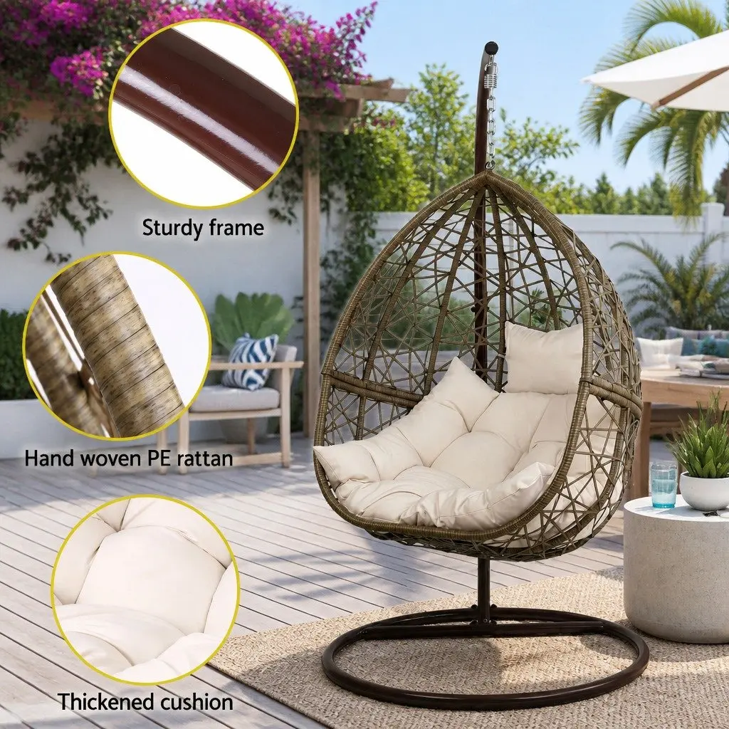 Hanging Egg Chair with Soft Cushion and Sturdy Frame