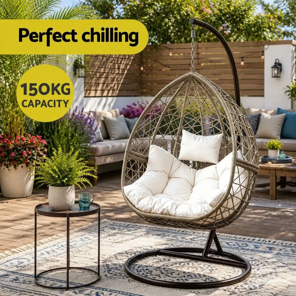 Hanging Egg Chair with Soft Cushion and Sturdy Frame