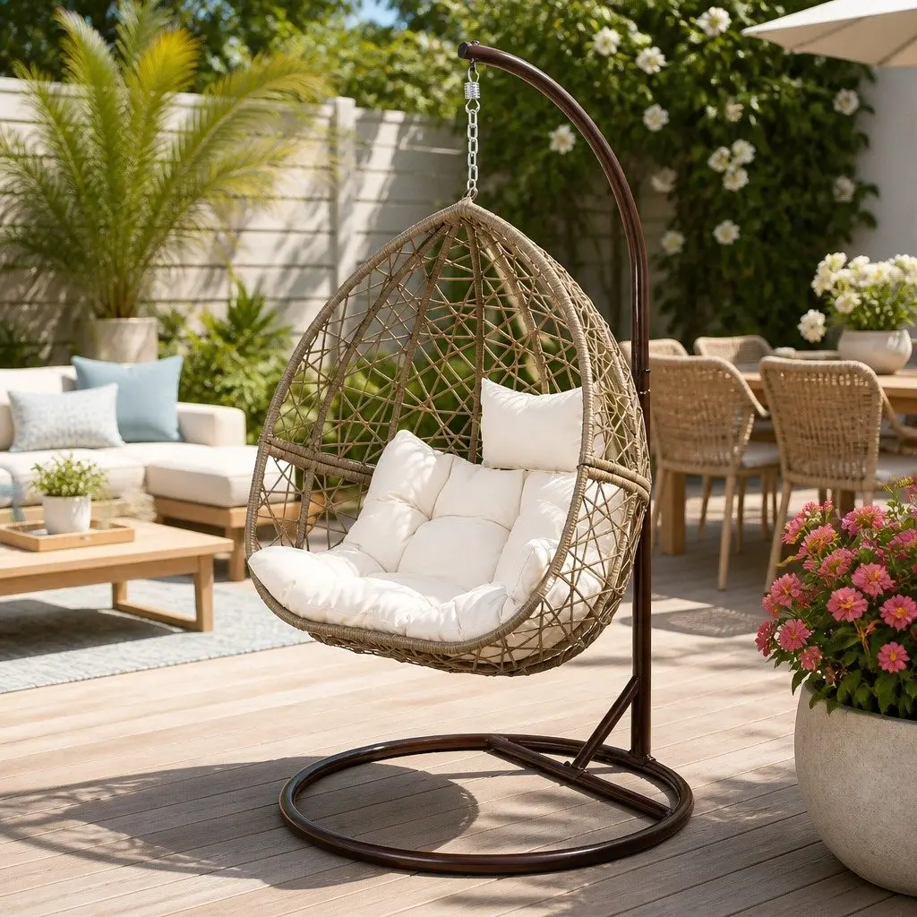 Hanging Egg Chair with Soft Cushion and Sturdy Frame
