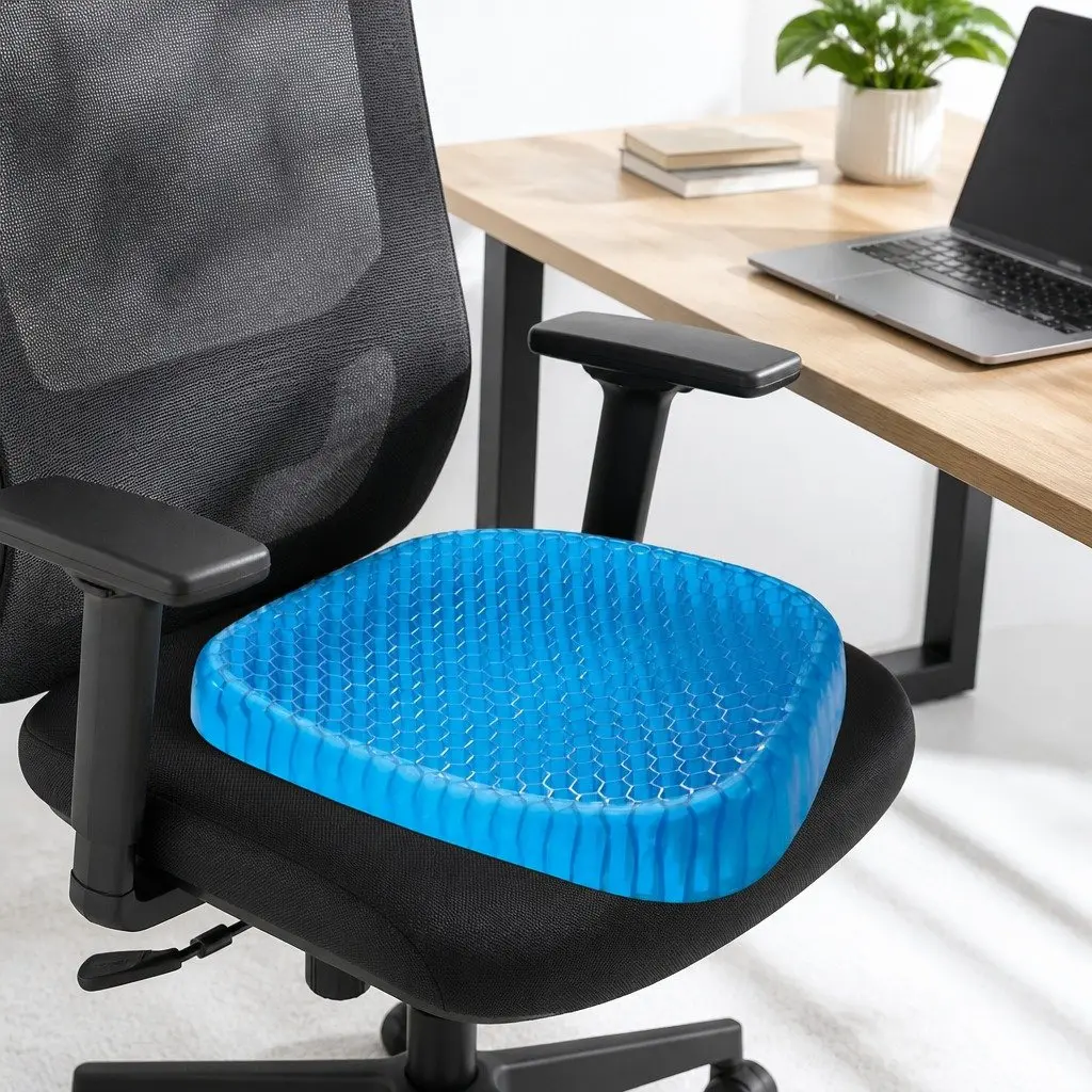 Gel Honeycomb Seat Cushion Flexible Support 42 x 35 cm Blue Black