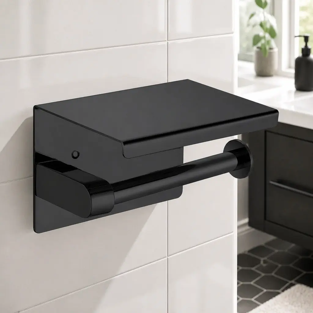 Wall-Mounted Black Toilet Paper Holder