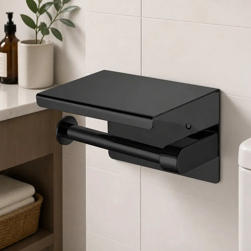Wall-Mounted Black Toilet Paper Holder