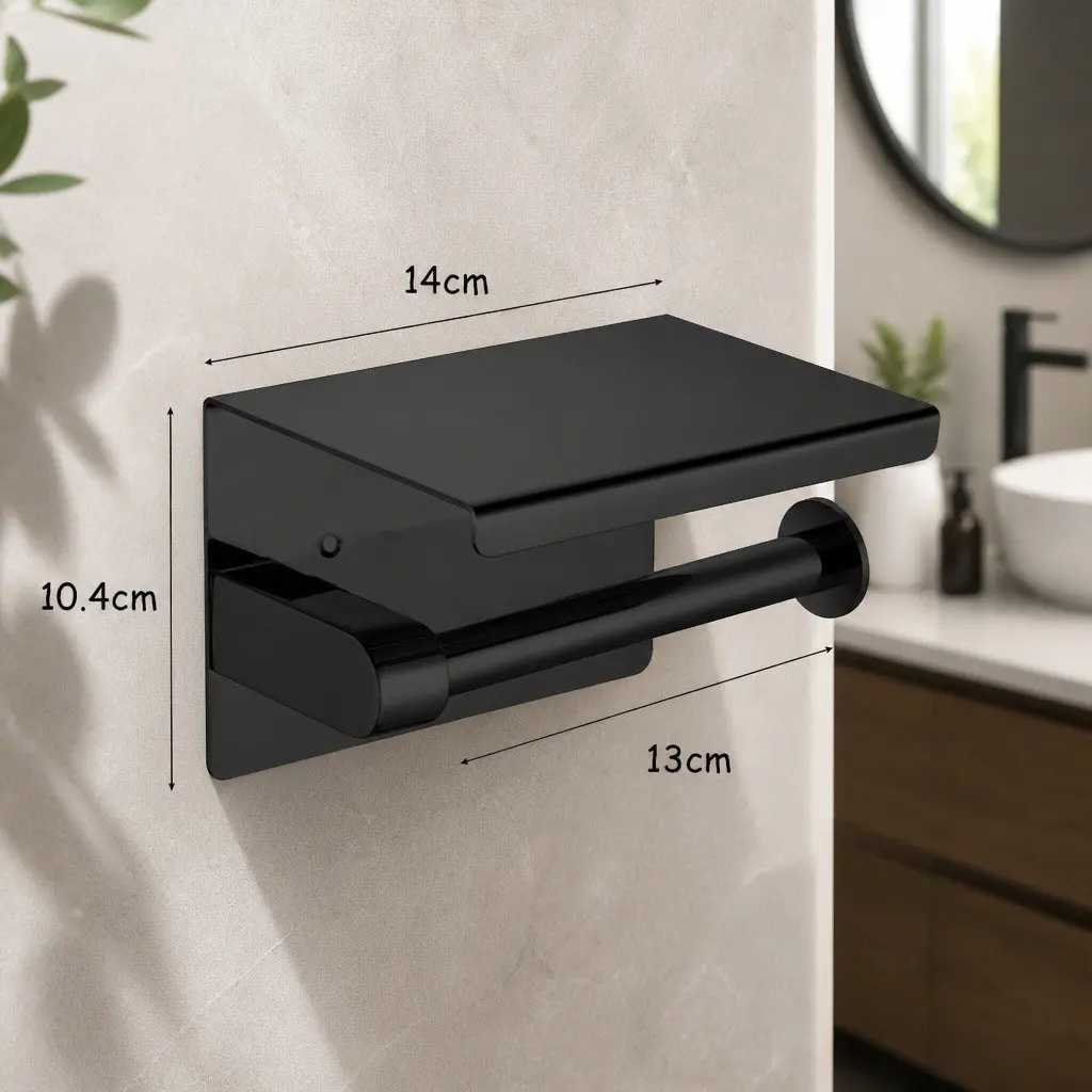 Wall-Mounted Black Toilet Paper Holder