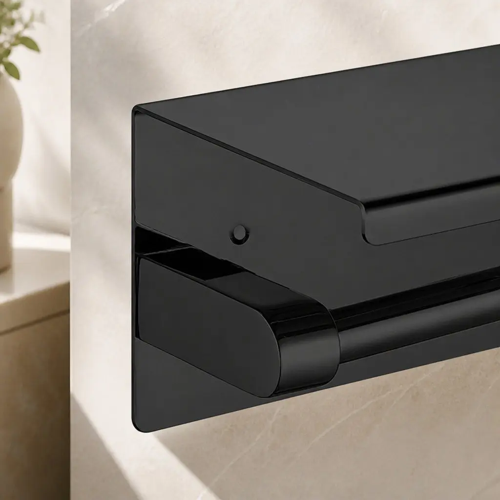 Wall-Mounted Black Toilet Paper Holder