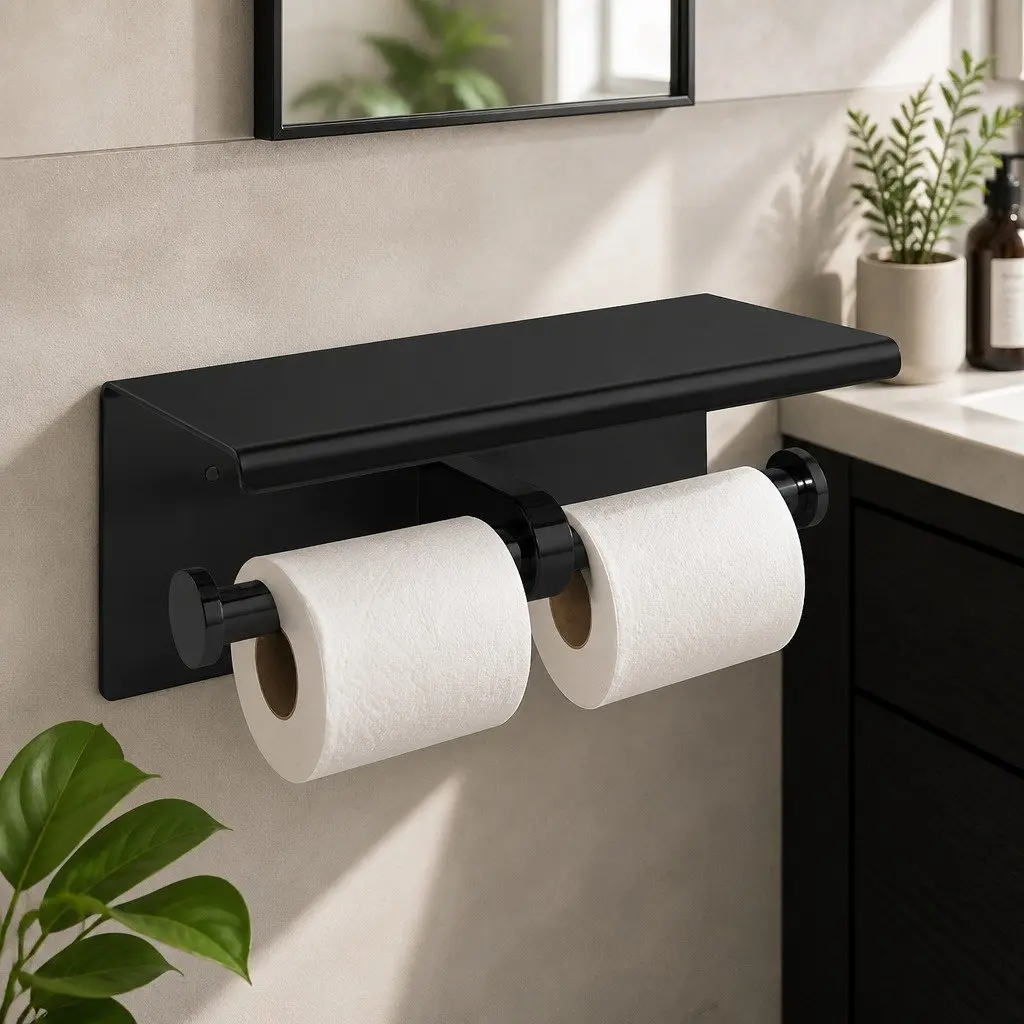 Double Roll Toilet Paper Holder in Stainless Steel