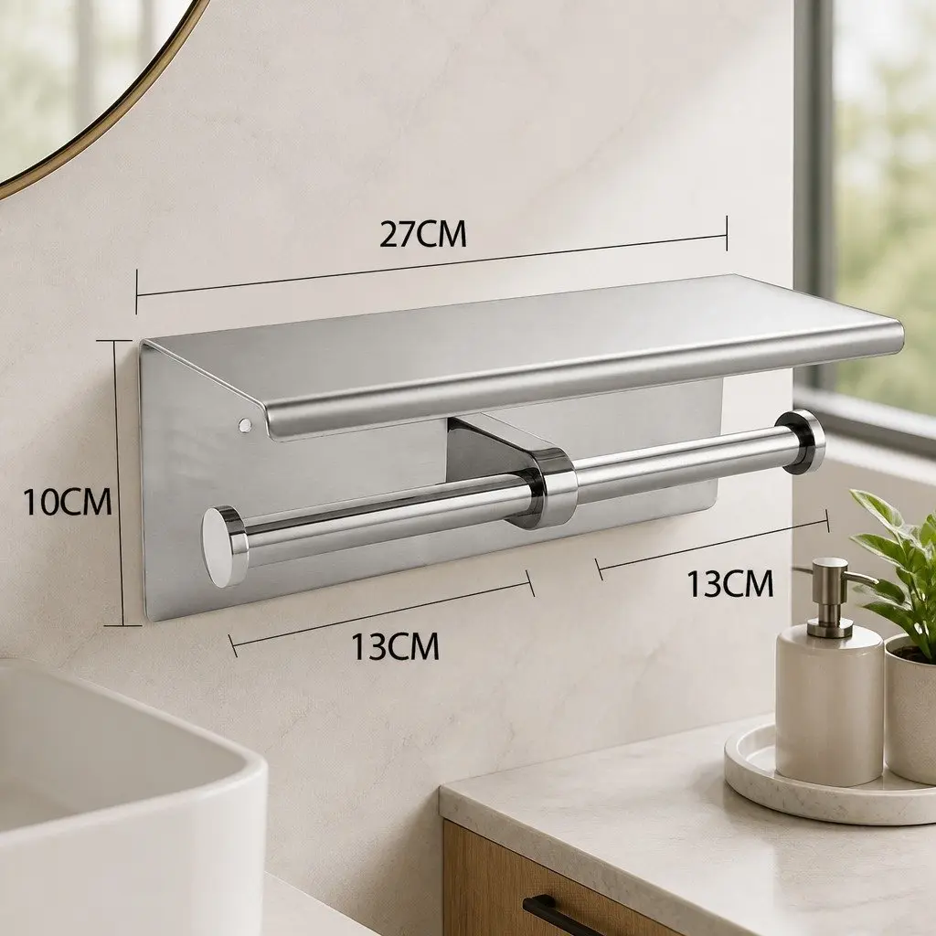 Stainless Steel Wall Mount Double Roll Toilet Paper Holder