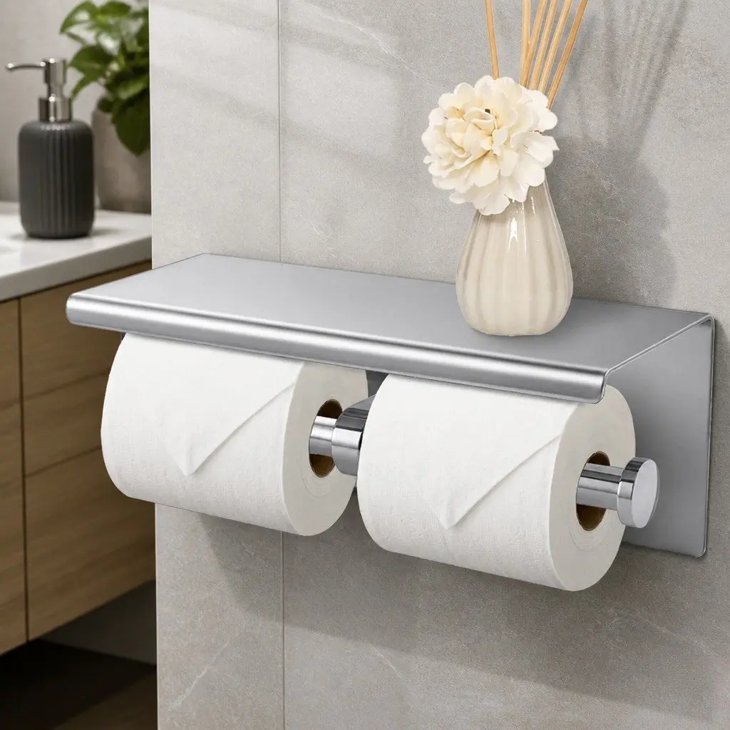 Stainless Steel Wall Mount Double Roll Toilet Paper Holder