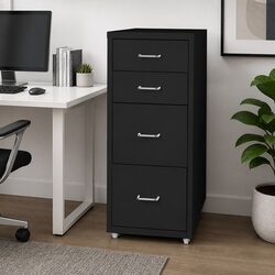 Durable 4 Drawer Black Steel Filing Cabinet