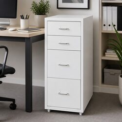 Filing Cabinet 4 Drawer Office Storage Organizer Compact White Steel Frame