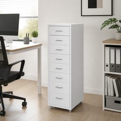 Durable 8 Drawer White Steel Office Filing Cabinet