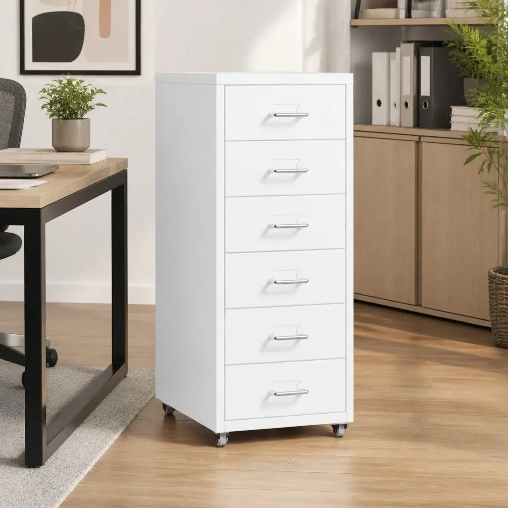 6-Drawer Filing Cabinet with Steel Frame for Office Storage