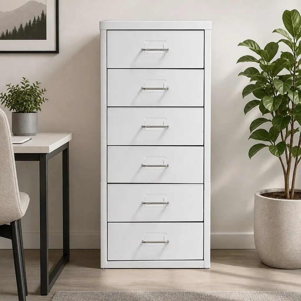 6-Drawer Filing Cabinet with Steel Frame for Office Storage